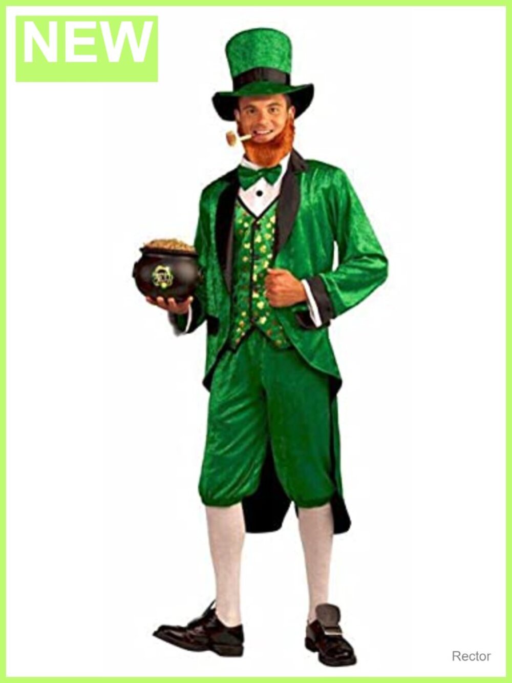 Men's St. Patrick's Leprechaun Costume with Hat, Jacket, Pantaloons